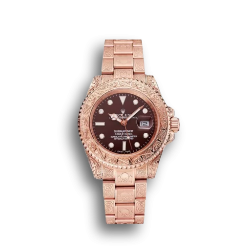 Swiss Rolex Submariner Skull Limited Edition Brown Dial Rose Gold Case And Bracelet 1454087