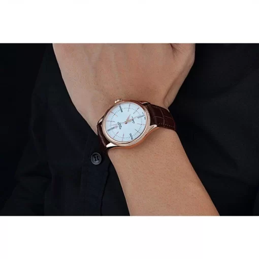 Swiss Rolex Cellini Time Gold Case White Dial Brown Leather Bracelet  622655 - 图片 9