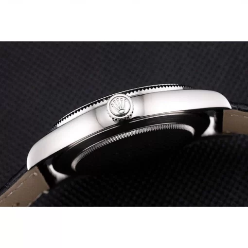 Swiss Rolex Cellini Black Dial Roman Numerals Stainless Steel Case Black Leather Strap - 图片 9
