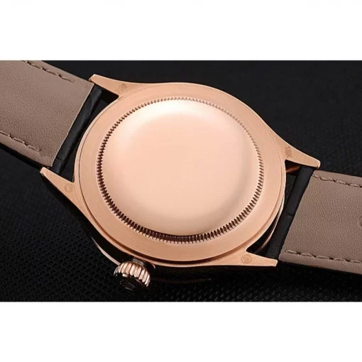 Swiss Rolex Cellini Time Rose Gold Case Black Dial Black Leather Bracelet  622656 - 图片 8