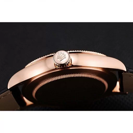 Swiss Rolex Cellini Time Rose Gold Case Black Dial Black Leather Bracelet  622656 - 图片 9