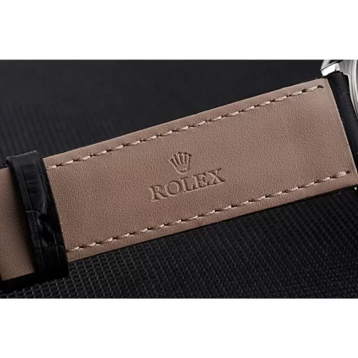Swiss Rolex Cellini Time Silver Case White Dial Black Leather Bracelet  622653 - 图片 7