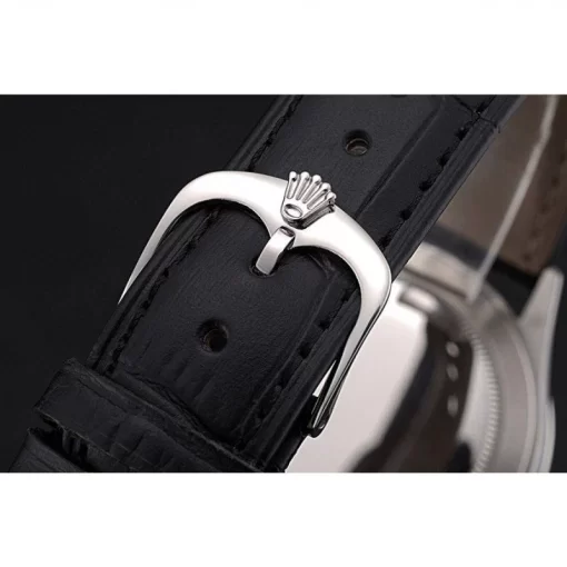 Swiss Rolex Cellini Time Silver Case White Dial Black Leather Bracelet  622653 - 图片 6