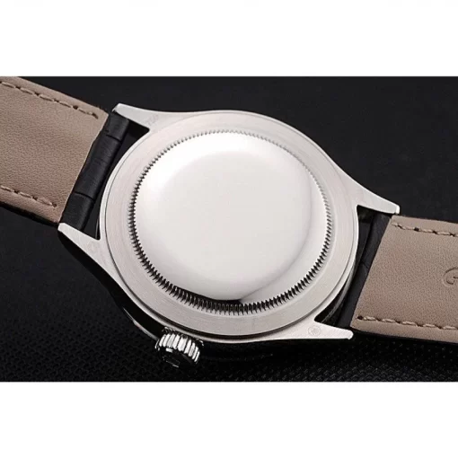 Swiss Rolex Cellini Time Silver Case Black Dial Black Leather Bracelet  622654 - 图片 7