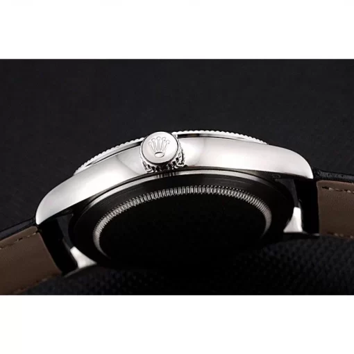 Swiss Rolex Cellini Time Silver Case Black Dial Black Leather Bracelet  622654 - 图片 8