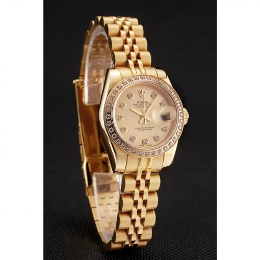 Swiss Rolex Lady-Datejust Champagne Dial Diamond Bezel Gold Jubilee Bracelet 1454096 - 图片 3