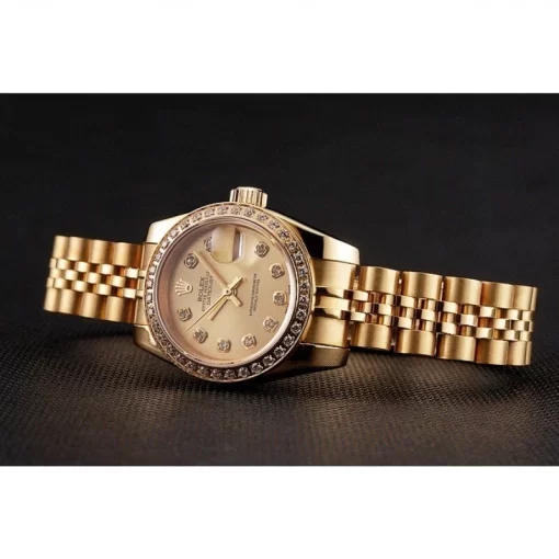 Swiss Rolex Lady-Datejust Champagne Dial Diamond Bezel Gold Jubilee Bracelet 1454096 - 图片 4