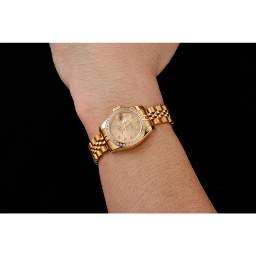 Swiss Rolex Lady-Datejust Champagne Dial Diamond Bezel Gold Jubilee Bracelet 1454096 - 图片 10