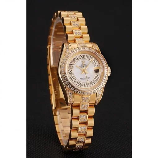 Swiss Rolex DayJust Diamond Pave White Dial Gold Diamond Bracelet 1453957 - 图片 2