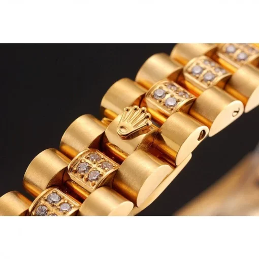 Swiss Rolex DayJust Diamond Pave White Dial Gold Diamond Bracelet 1453957 - 图片 5