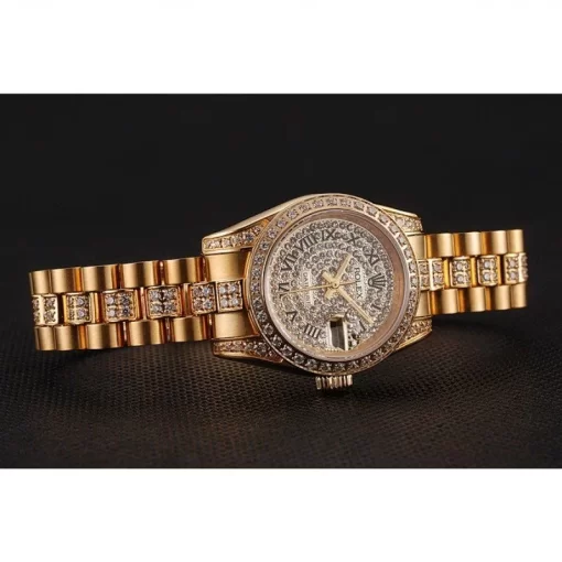 Swiss Rolex DayJust Diamond Pave Dial Gold Diamond Bracelet 1453955 - 图片 4
