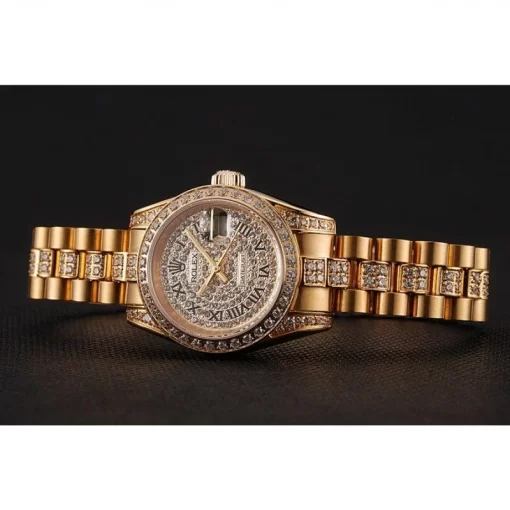 Swiss Rolex DayJust Diamond Pave Dial Gold Diamond Bracelet 1453955 - 图片 5