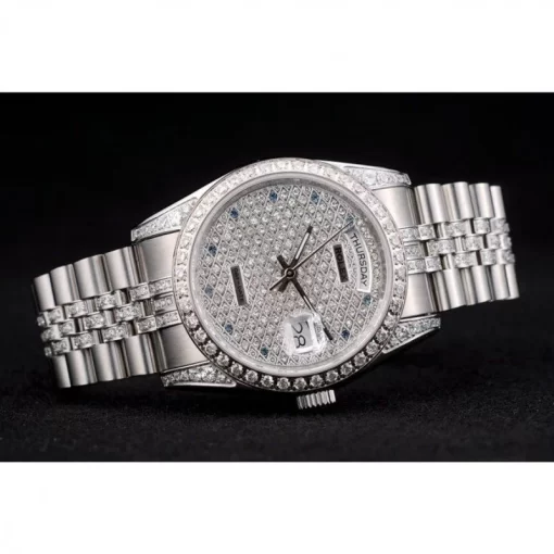 Rolex DayDate Diamond Plated Stainless Steel Bracelet Diamond Plated Dial 41985 - 图片 4