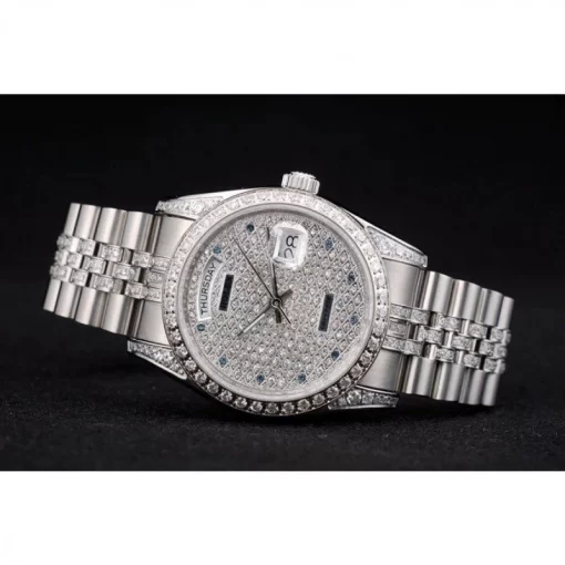 Rolex DayDate Diamond Plated Stainless Steel Bracelet Diamond Plated Dial 41985 - 图片 5