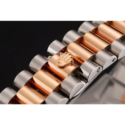 Swiss Rolex Day-Date Diamonds Bezel White Dial Rose Gold And Staineless Steel Bracelet 1454108 - 图片 6