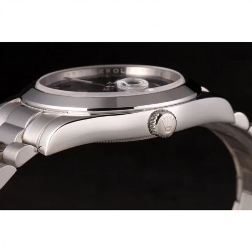 Swiss Rolex Day-Date Stainless Steel Bracelet Black Dial 80294 - 图片 6