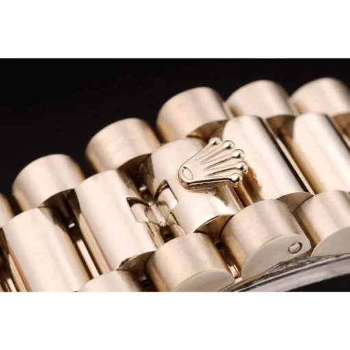 Swiss Rolex Day-Date Gold Stainless Steel Ribbed Bezel Black Dial 41998 - 图片 6