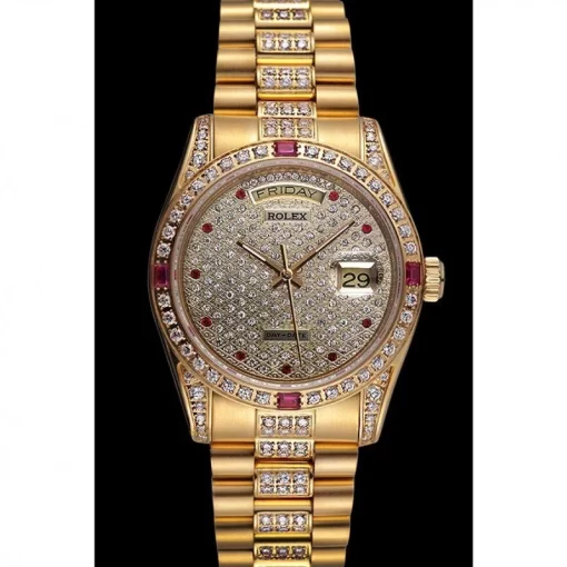 Swiss Rolex Day-Date Diamonds Yellow Gold-SRL184 621614 - 图片 2