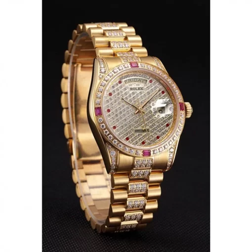 Swiss Rolex Day-Date Diamonds Yellow Gold-SRL184 621614 - 图片 3