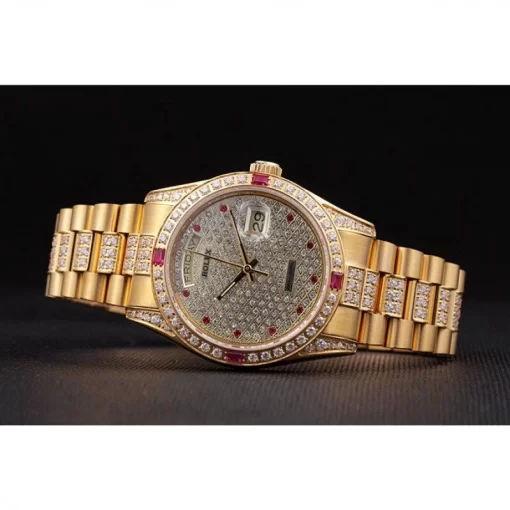 Swiss Rolex Day-Date Diamonds Yellow Gold-SRL184 621614 - 图片 5