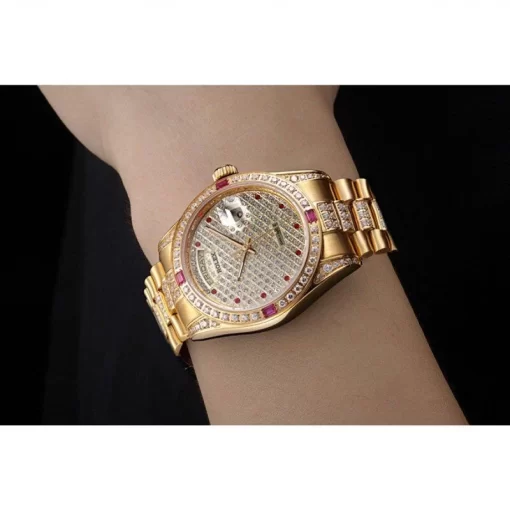 Swiss Rolex Day-Date Diamonds Yellow Gold-SRL184 621614 - 图片 11