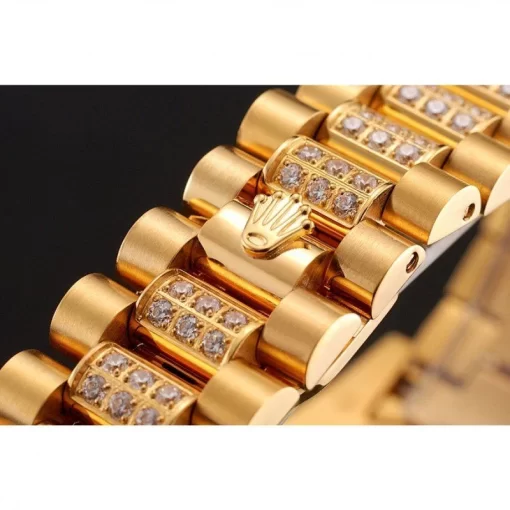 Swiss Rolex Day-Date Diamond Pave White Dial Gold Diamond Bracelet 1453958 - 图片 5