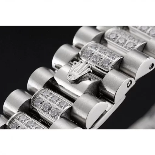 Swiss Rolex Day-Date Diamond Pave Dial And Bezel And Stainless Steel Bracelet - 图片 6