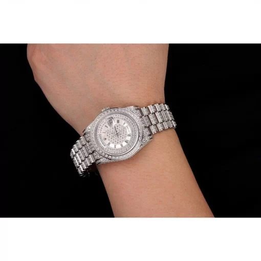 Swiss Rolex Day-Date Diamond Pave Dial Diamond Case Diamond Bracelet 1453950 - 图片 9