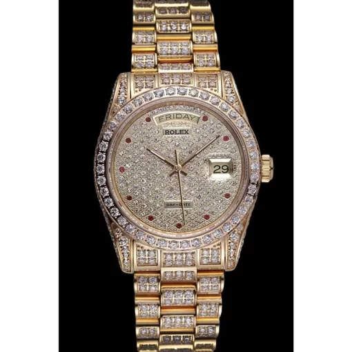 Swiss Rolex Day-Date Diamonds Yellow Gold-SRL185 621615 - 图片 2