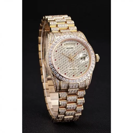 Swiss Rolex Day-Date Diamonds Yellow Gold-SRL185 621615 - 图片 3