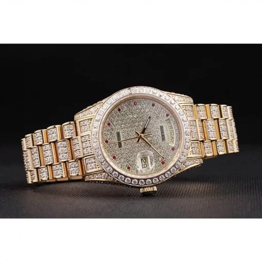Swiss Rolex Day-Date Diamonds Yellow Gold-SRL185 621615 - 图片 4