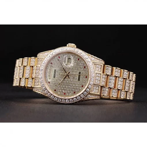 Swiss Rolex Day-Date Diamonds Yellow Gold-SRL185 621615 - 图片 5
