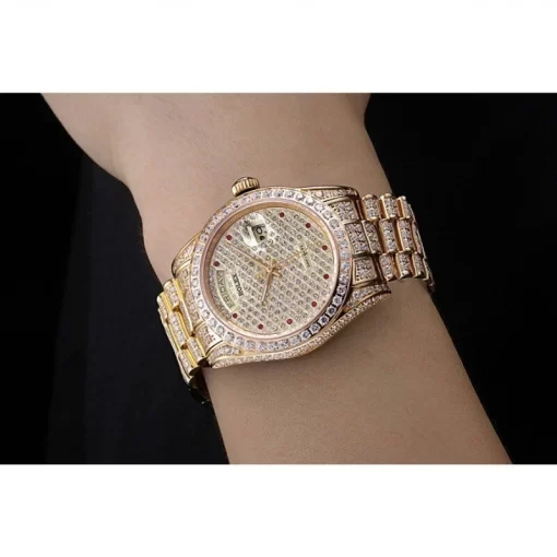 Swiss Rolex Day-Date Diamonds Yellow Gold-SRL185 621615 - 图片 11