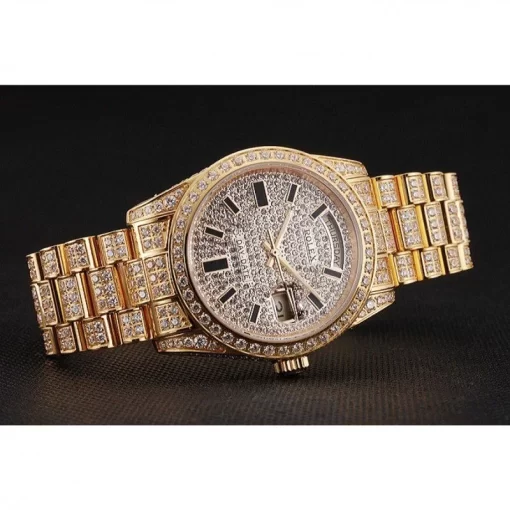Swiss Rolex Day-Date Yellow Gold Full Diamond Pave - 图片 5