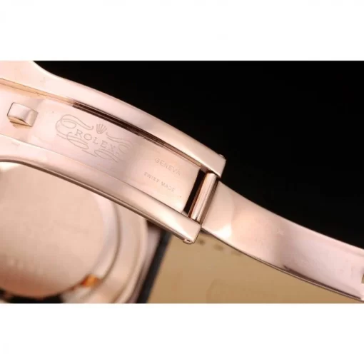 Rolex Daytona Rose Gold Case Black Dial Black Leather Strap - 图片 7