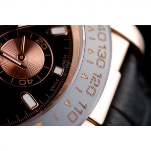 Rolex Daytona Rose Gold Case Black Dial Black Leather Strap - 图片 11