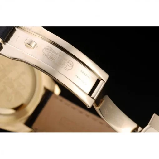 Rolex Daytona Gold Case Blue Dial Black Leather Strap - 图片 7