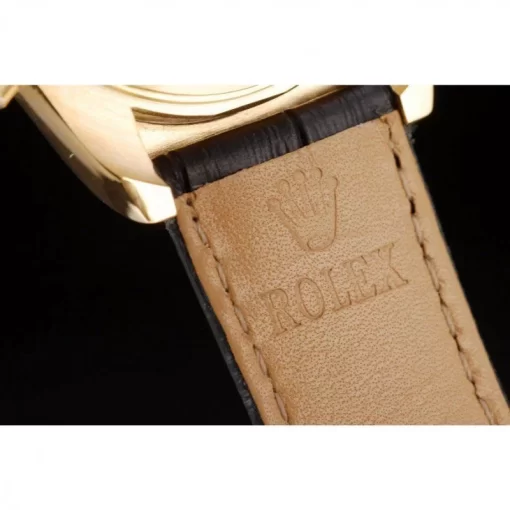 Rolex Daytona Gold Case Blue Dial Black Leather Strap - 图片 8