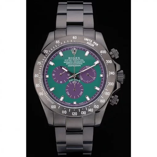 Rolex Daytona Black Ion Plated Tachymeter Black Stainless Steel Strap Green Dial 80246 - 图片 2