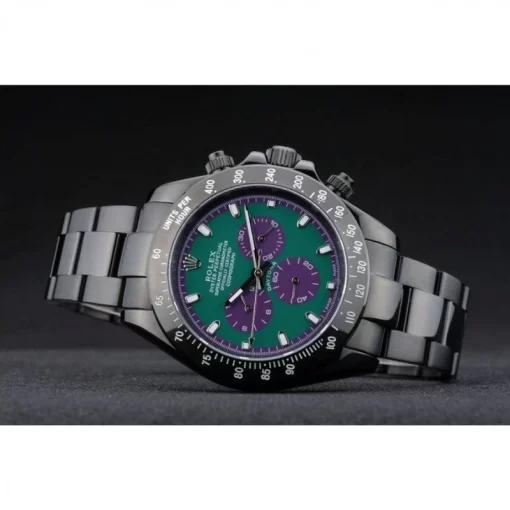 Rolex Daytona Black Ion Plated Tachymeter Black Stainless Steel Strap Green Dial 80246 - 图片 5