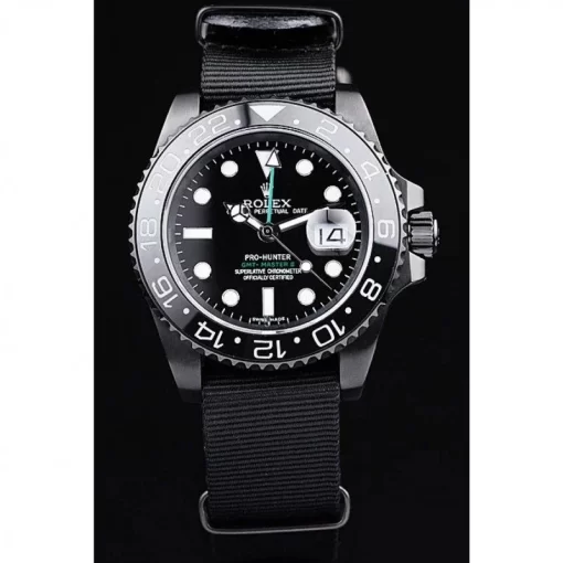 Swiss Rolex GMT Master II Pro-Hunter Black Fabric Strap Black Dial - 图片 2
