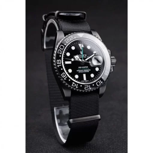 Swiss Rolex GMT Master II Pro-Hunter Black Fabric Strap Black Dial - 图片 3