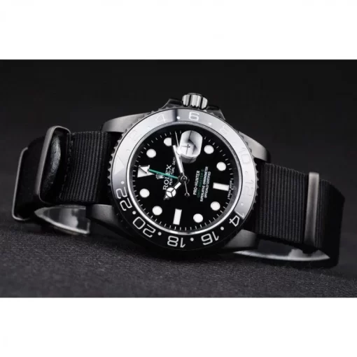 Swiss Rolex GMT Master II Pro-Hunter Black Fabric Strap Black Dial - 图片 5