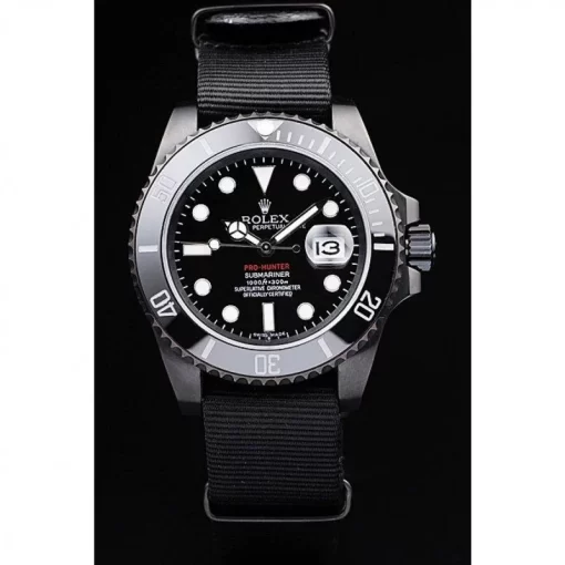 Swiss Rolex Submariner Pro-Hunter Black Fabric Strap Black Dial - 图片 2