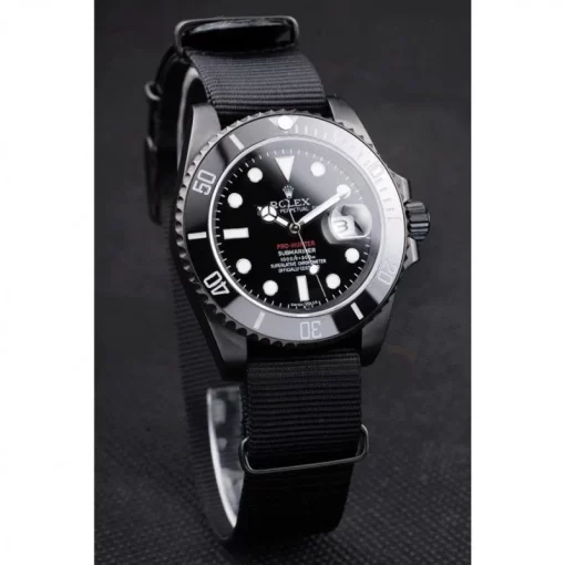 Swiss Rolex Submariner Pro-Hunter Black Fabric Strap Black Dial - 图片 3