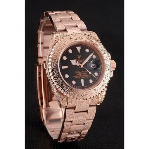 Swiss Rolex Submariner Skull Limited Edition Black Dial Rose Gold Case And Bracelet 1454086 - 图片 3