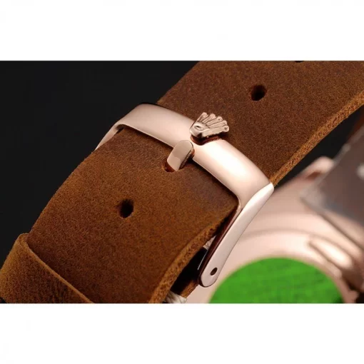 Rolex Yacht-Master Black Dial Rose Gold Case Brown Leather Bracelet 1453861 - 图片 5