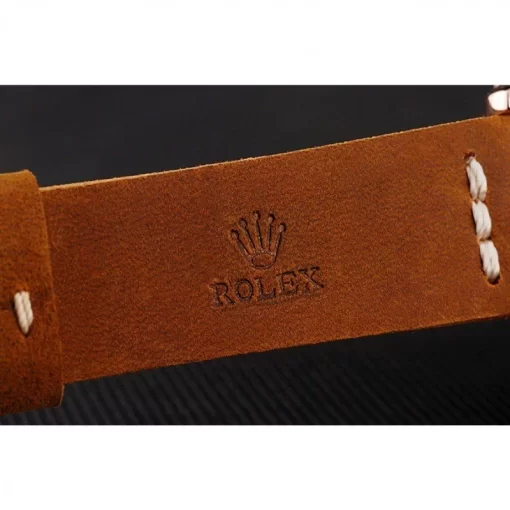Rolex Yacht-Master Black Dial Rose Gold Case Brown Leather Bracelet 1453861 - 图片 6