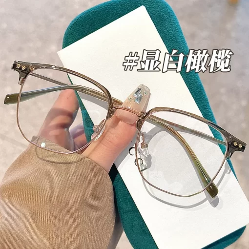 new eyebrow half frame anti blue light glasses myopia finished high fashion metal frame glasses frame female - 图片 6