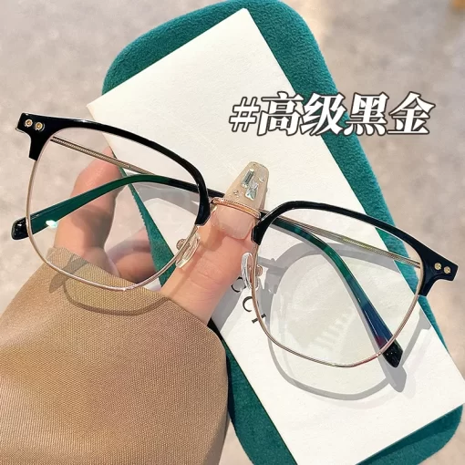 new eyebrow half frame anti blue light glasses myopia finished high fashion metal frame glasses frame female - 图片 8